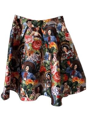 Grace Karin Floral pinup rockabillly retro Circle Skirt M